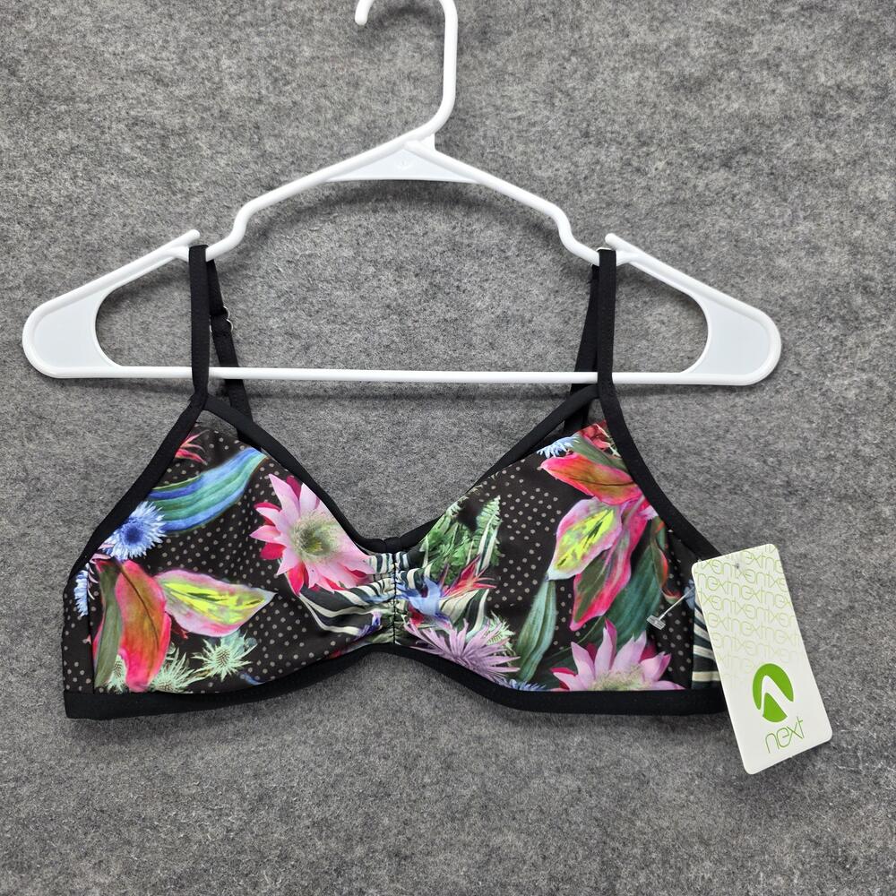 Next SC Sport Bra Botanix Womens 34B/C Black Multi Floral Swim Top UPF 50